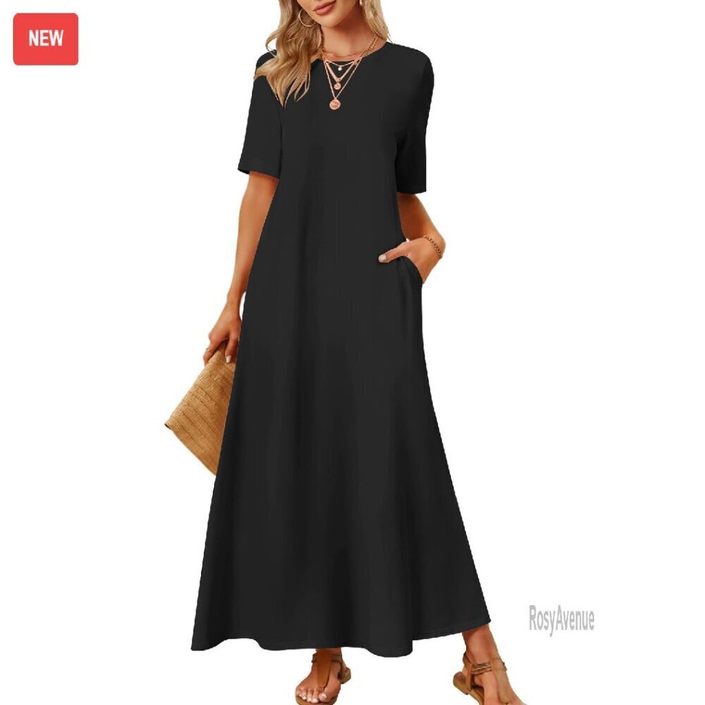 Soft Maxi Dress with Pockets Casual Summer T-Shirt Style